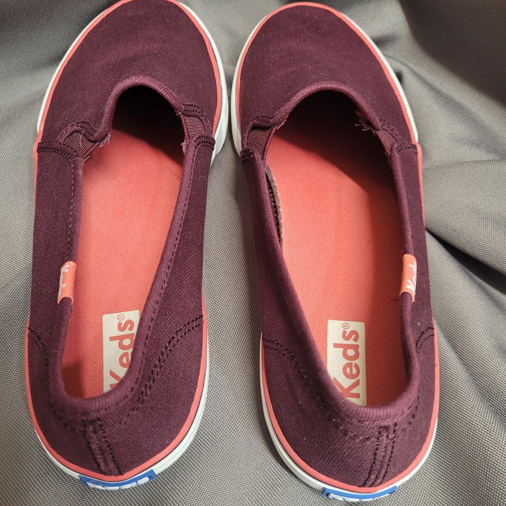 Keds Softerra Burgundy Canvas Slip On Sneakers Womens 9 WF66290 Maroon Low Top - Picture 4 of 11
